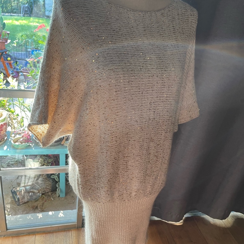 RACHEL Rachel Roy Gold Shrug Sweater with Sheer Knit